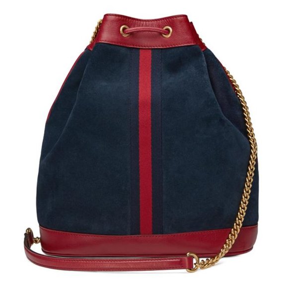 Gucci Bucket Rajah Medium Suede Hobo Bag in Blue NEW WITH DUST BAG - Picture 9 of 13